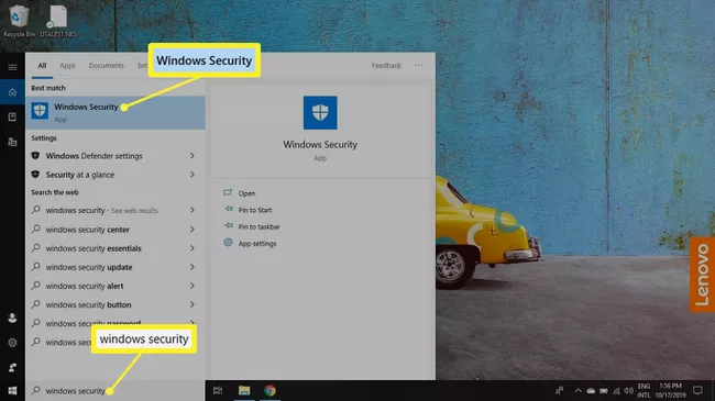 Ver los resultados de la búsqueda de seguridad de Windows