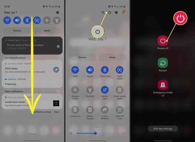 Configuración rápida de Android y botón de encendido en teléfonos Samsung