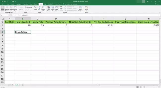 Ingrese el salario bruto en una celda en Microsoft Excel.