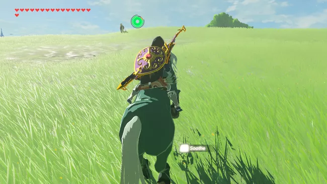 Doma un caballo salvaje en The Legend of Zelda: Breath of the Wild.