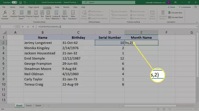 Complete la fórmula BUSCARV para convertir el número de serie en texto en Excel