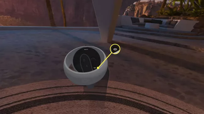 Botón Oculus resaltado en el controlador táctil en VR.