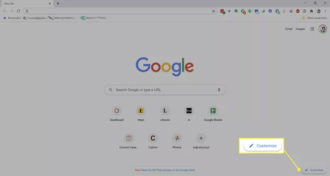 Elimina el acceso directo a una nueva pestaña en Chrome.