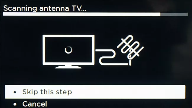 Ejemplo de escaneo de canal de antena - Roku TV