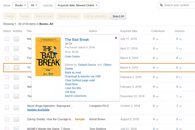 The Bad Break Book ofrece esta opción de título en Amazon