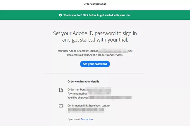 Configure su página de contraseña de ID de Adobe