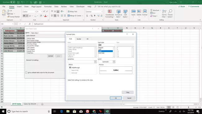 Formatear elementos en estilo de tabla en Excel