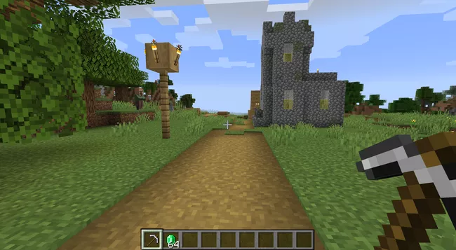 Un pequeño pueblo en Minecraft.